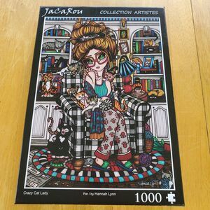Jacarou Crazy Cat Lady Jigsaw Puzzle Complete 1000 Pieces Hannah Lynn Painting